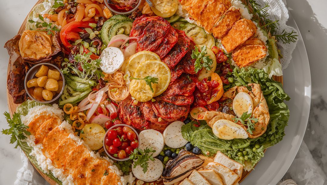 Rustic Antipasto Platter Abundant with Fresh Ingredients