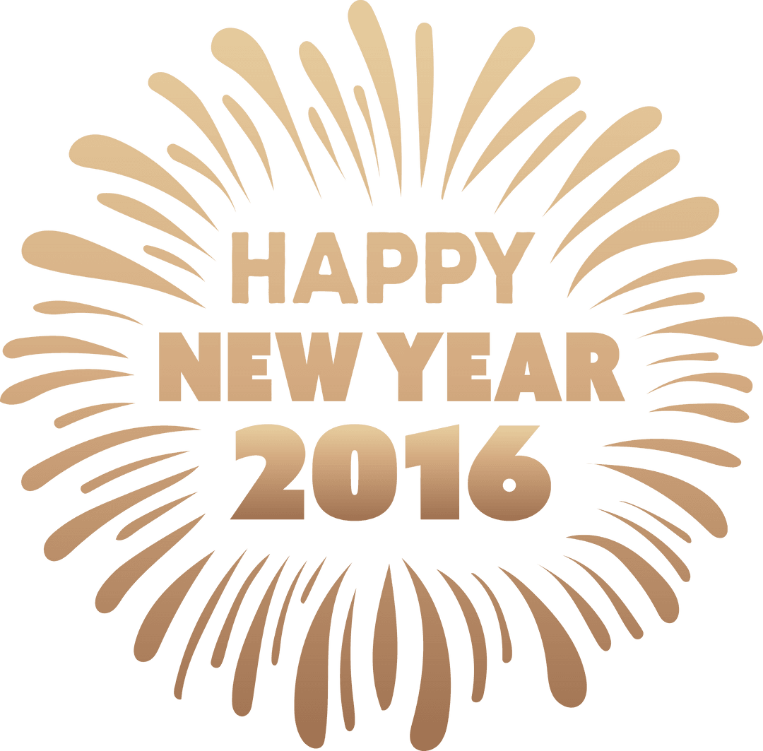 Happy New Year 2016 Text on Transparent Firework Design