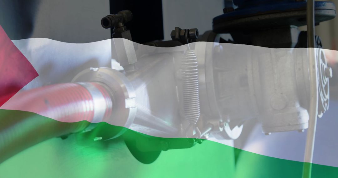 Oil Pipeline Beyond Palestinian Flag Depicts Energy Industry Challenges