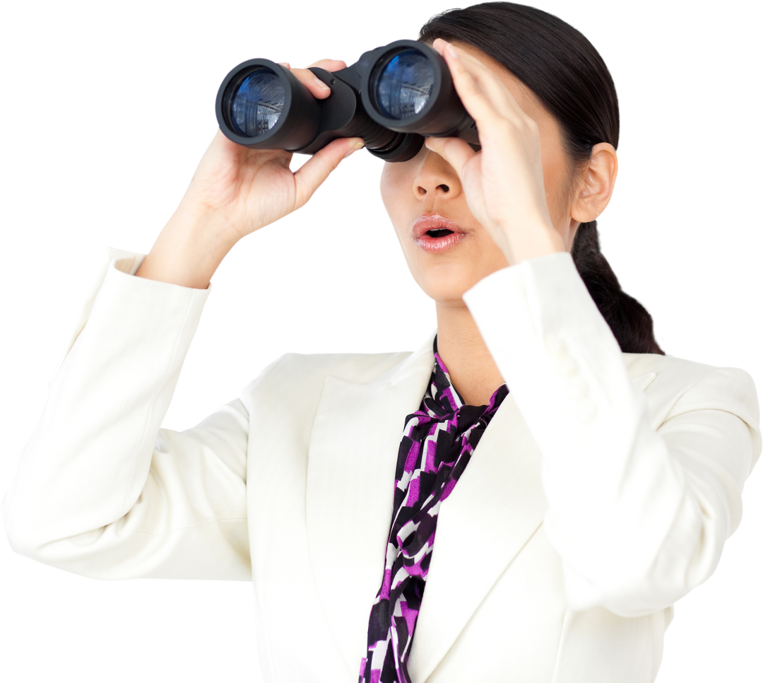 Transparent View of Asian Businesswoman Using Binoculars, Seeking Opportunities - Download Free Stock Images Pikwizard.com