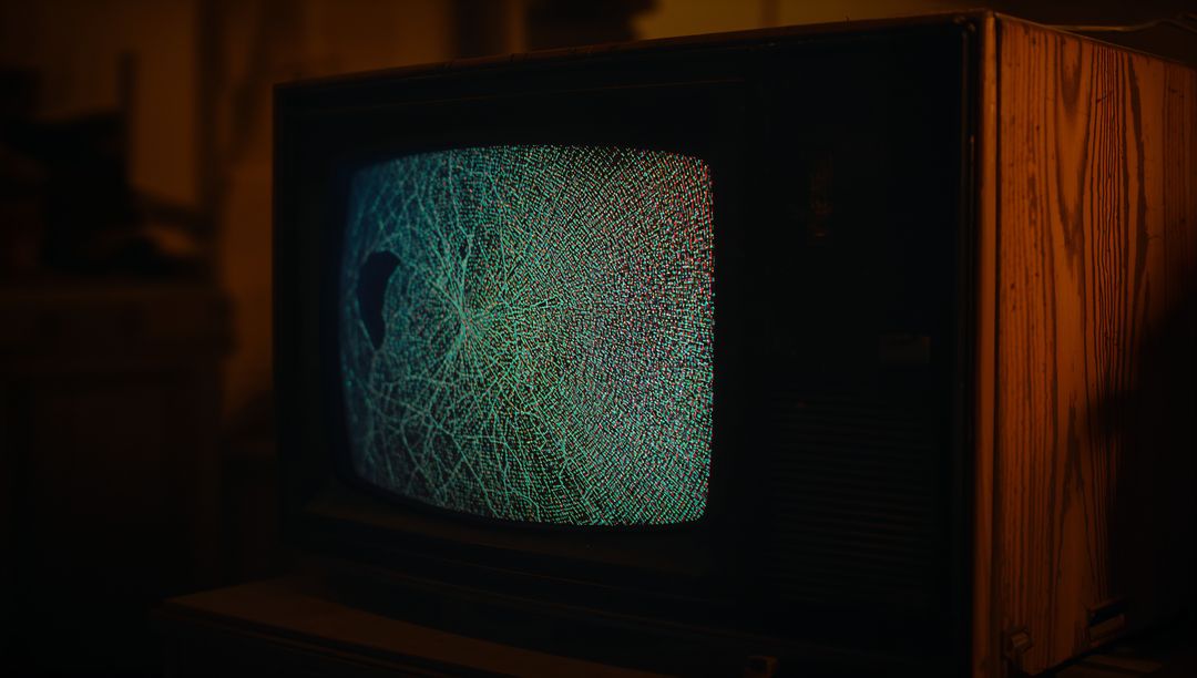 Vintage CRT Television with Crackling Static and Background Lighting