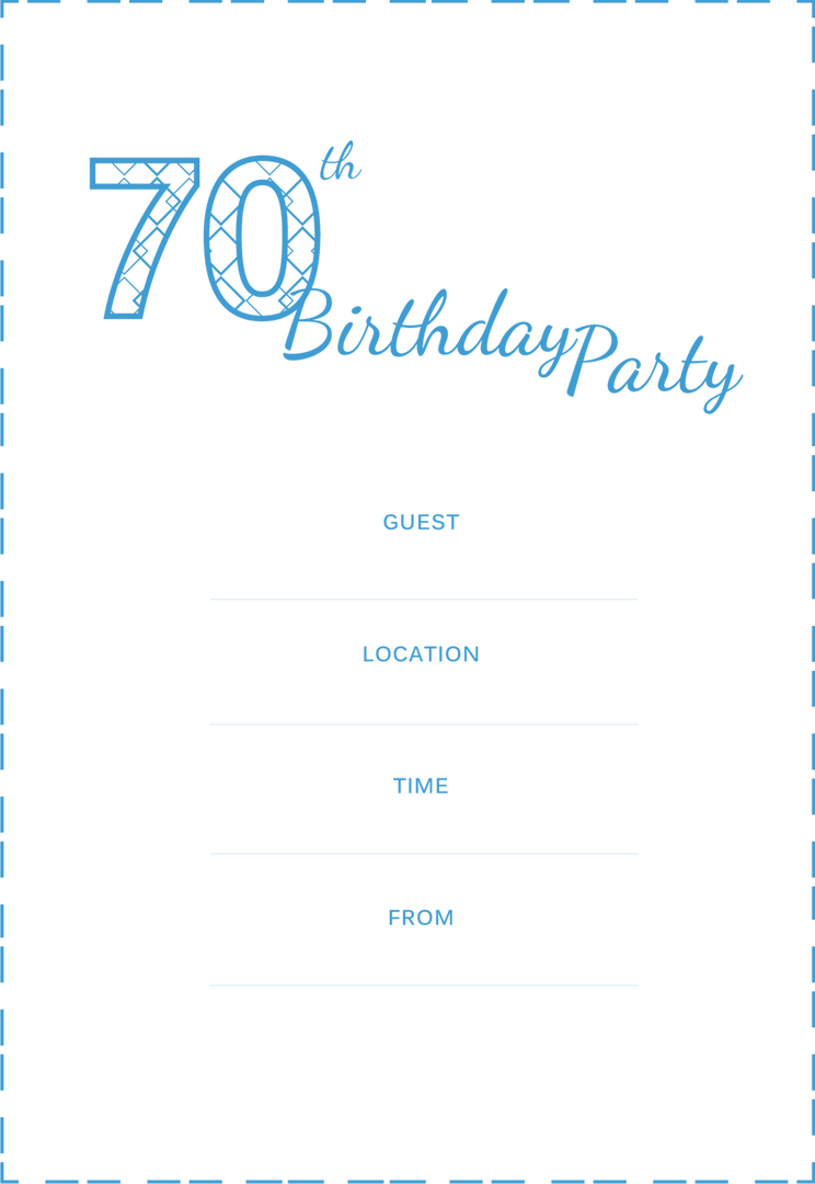 Transparent 70th Birthday Party Invitation with Blue Number Design - Download Free Stock Images Pikwizard.com