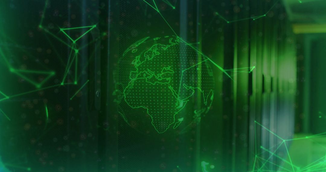 Futuristic Holographic Globe in Advanced Data Center