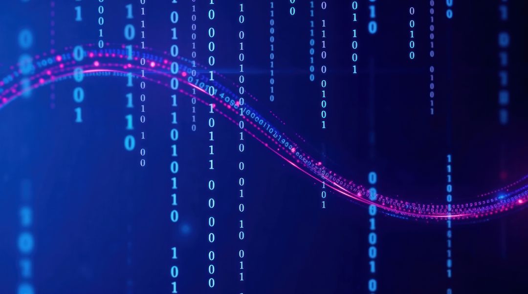 Futuristic digital binary wave in virtual code environment