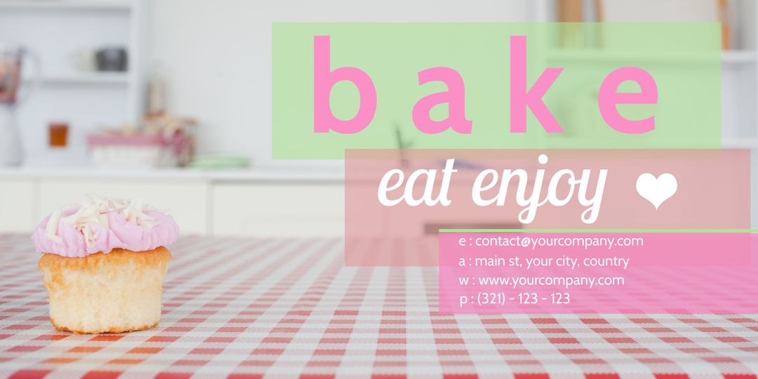 Cupcake-Themed Bakery Promotion with Checkered Tablecloth