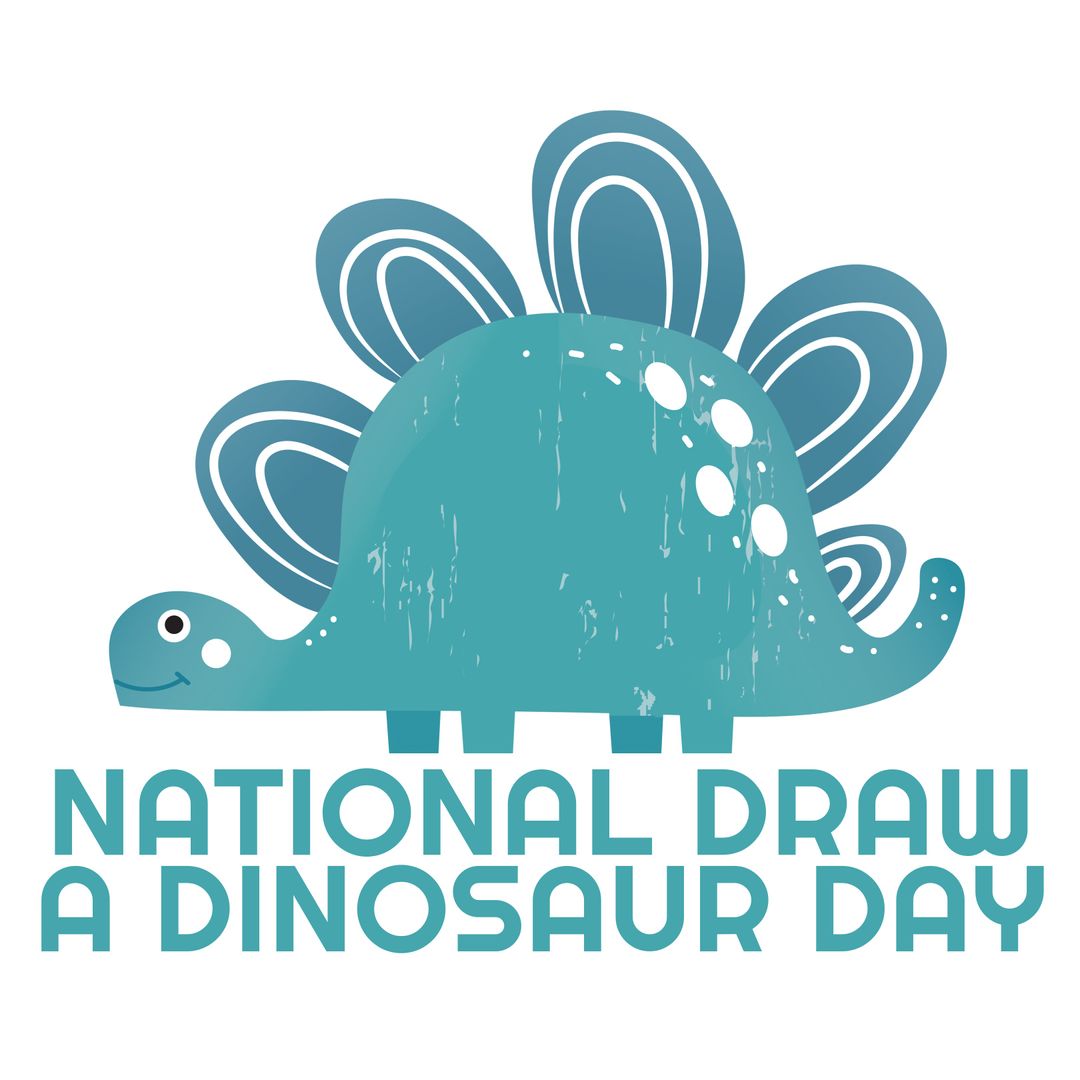 National Draw a Dinosaur Day Colorful Cartoon Illustration