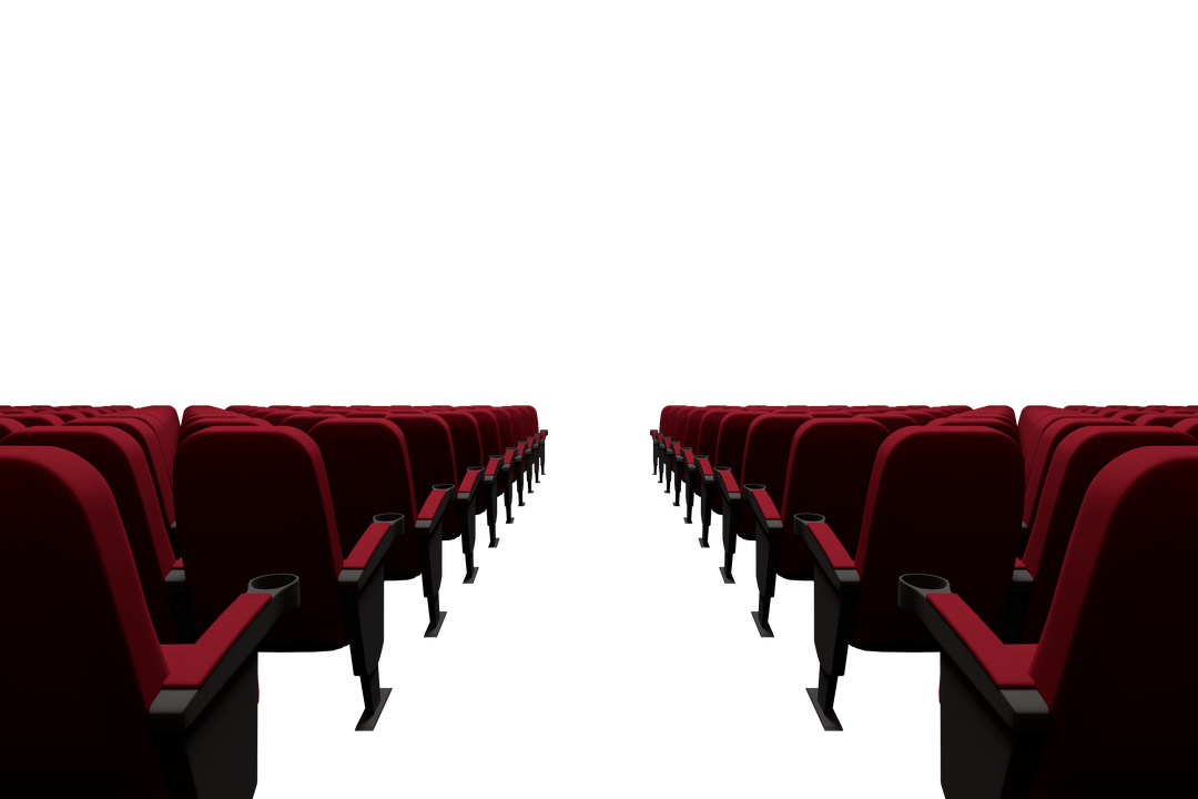 Transparent view of empty red theater chairs in rows - Download Free Stock Images Pikwizard.com