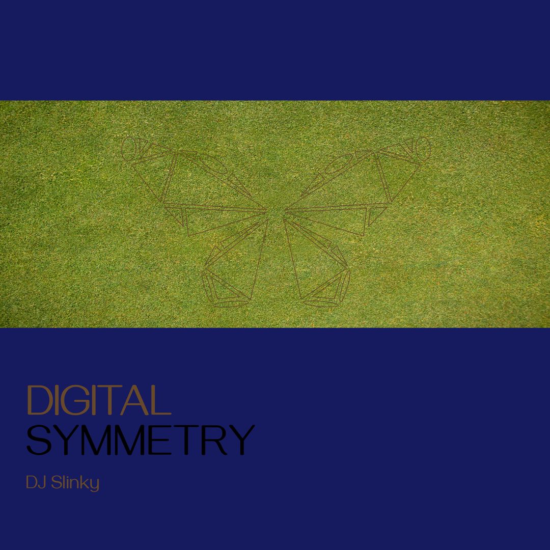 DJ Slinky Album Cover with Butterfly Design and Digital Symmetry Text - Download Free Stock Templates Pikwizard.com