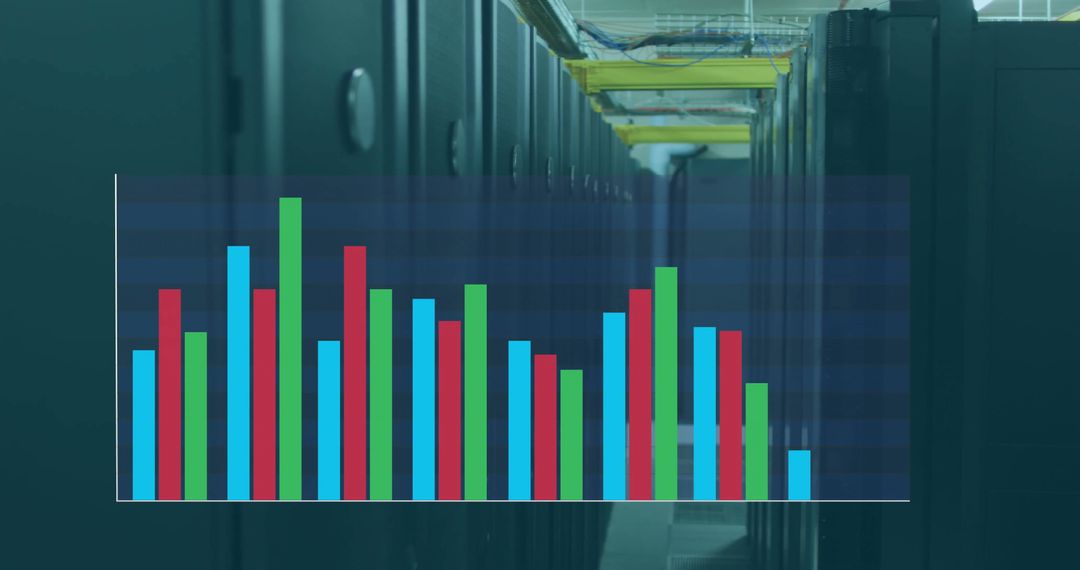 Server Room with Data Analytics Overlay Concept