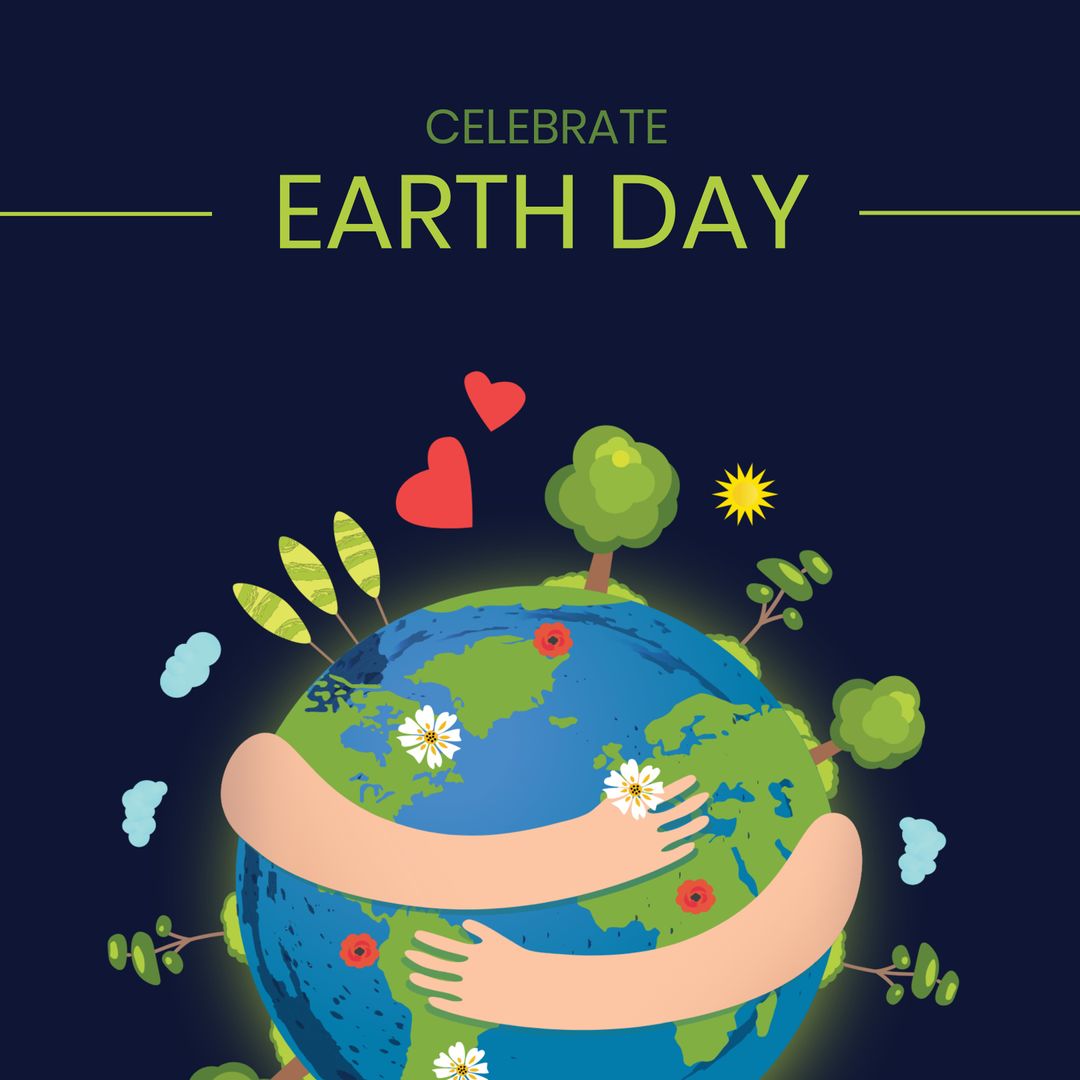 Earth Day Concept with Embracing Hands and Nature Elements