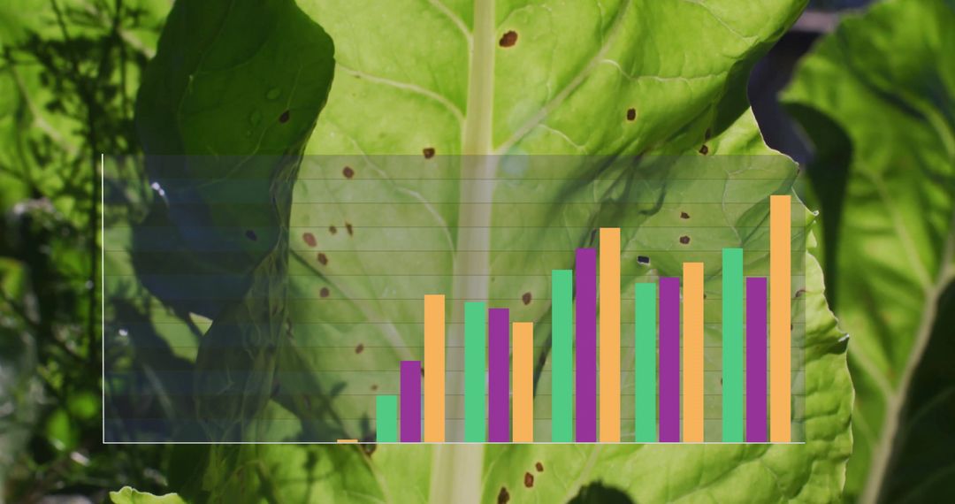 Digital Graph Overlay on Fresh Green Leaves