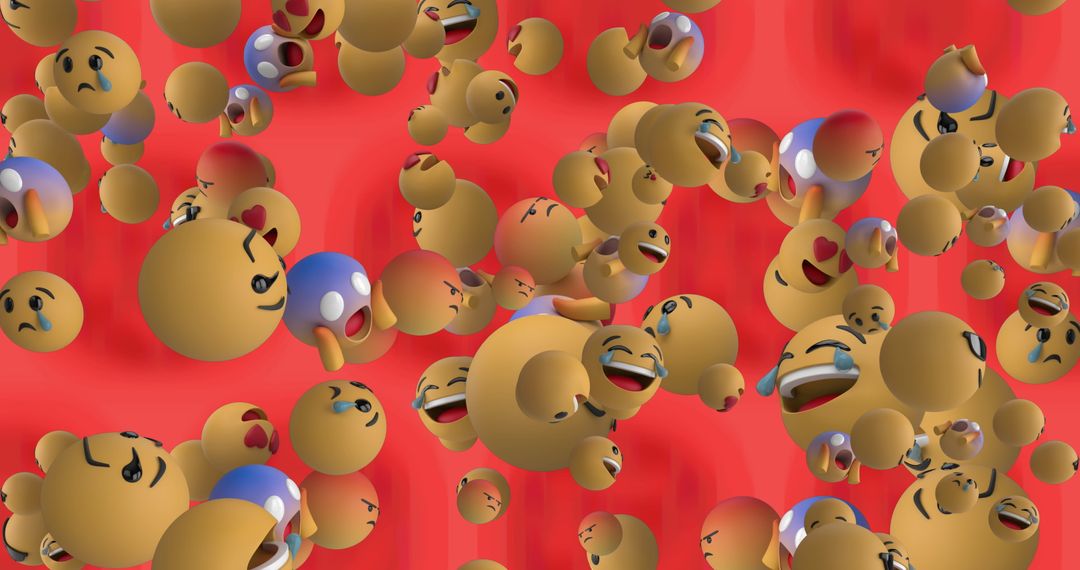 Floating Emoji Icons on Vibrant Red Background