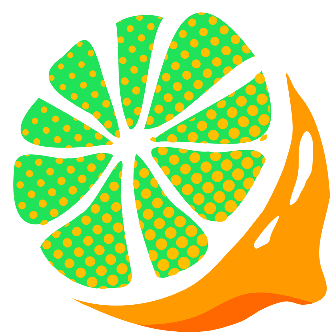 Flat Citrus Slice Illustration with Green Polka Dot Wedges on Transparent Background