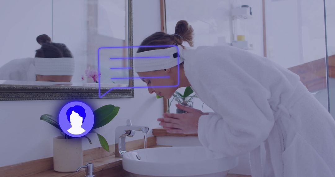 Woman Embracing Morning Routine with Refreshing Face Wash