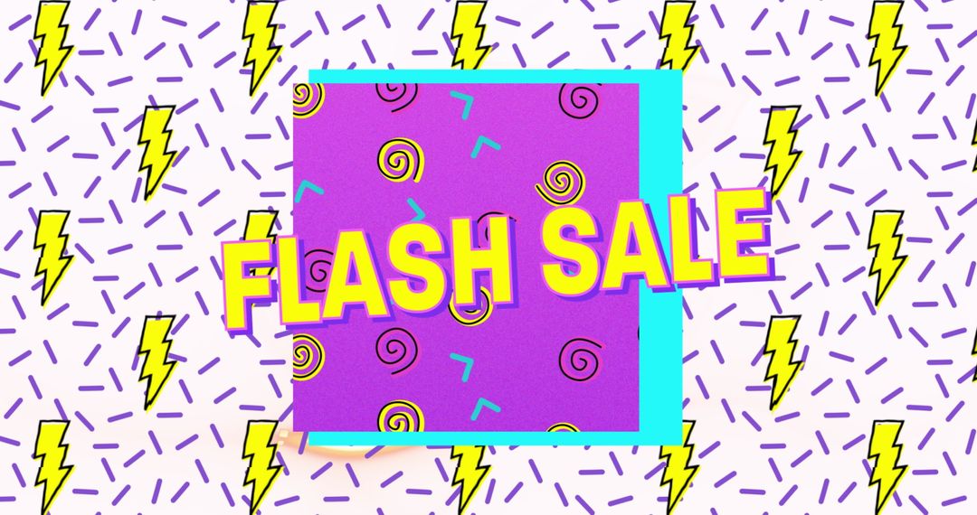 Colorful Flash Sale Banner with Bold Text and Lightning Patterns