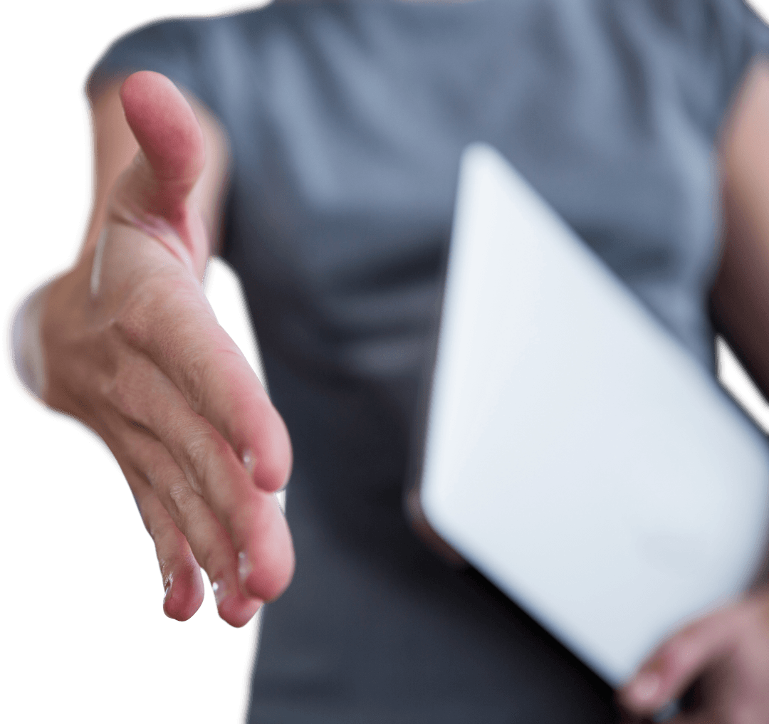 Transparent Friendly Gesture Businesswoman Offering Handshake