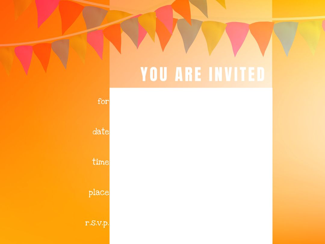 Vibrant Invitation Template with Festive Bunting Flags for Celebrations - Download Free Stock Templates Pikwizard.com