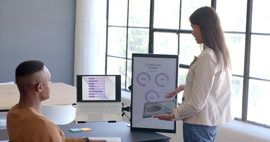 Business Professionals Collaborating on Technology Design Presentation