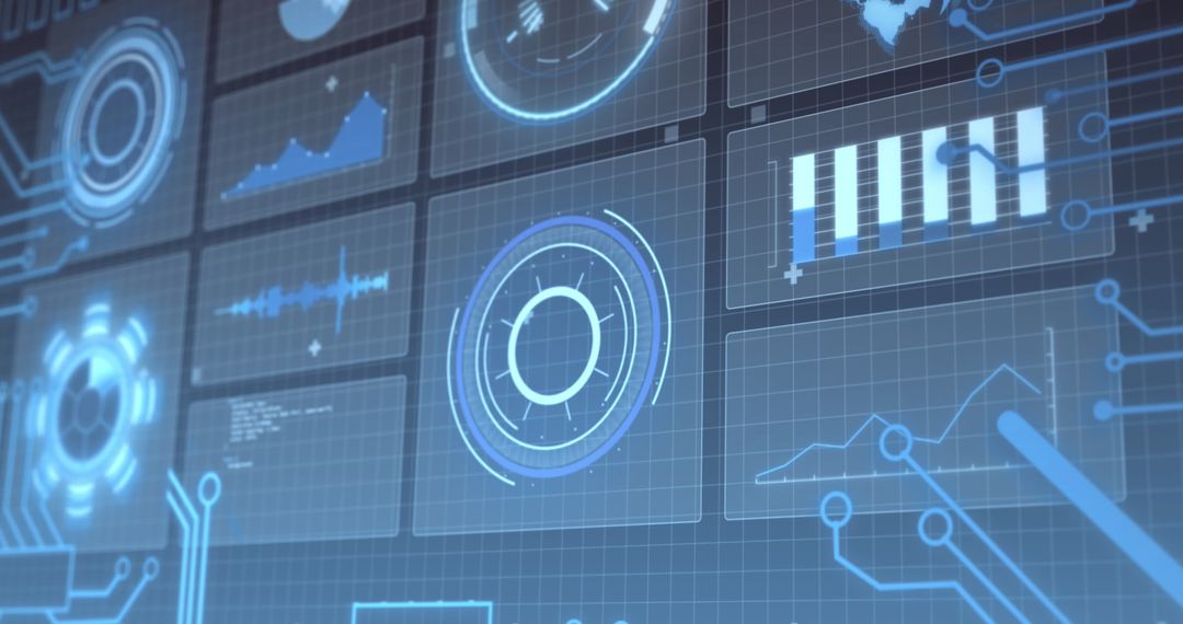 Digital Data Interface with Dynamic Tech Elements - Free Images, Stock Photos and Pictures on Pikwizard.com