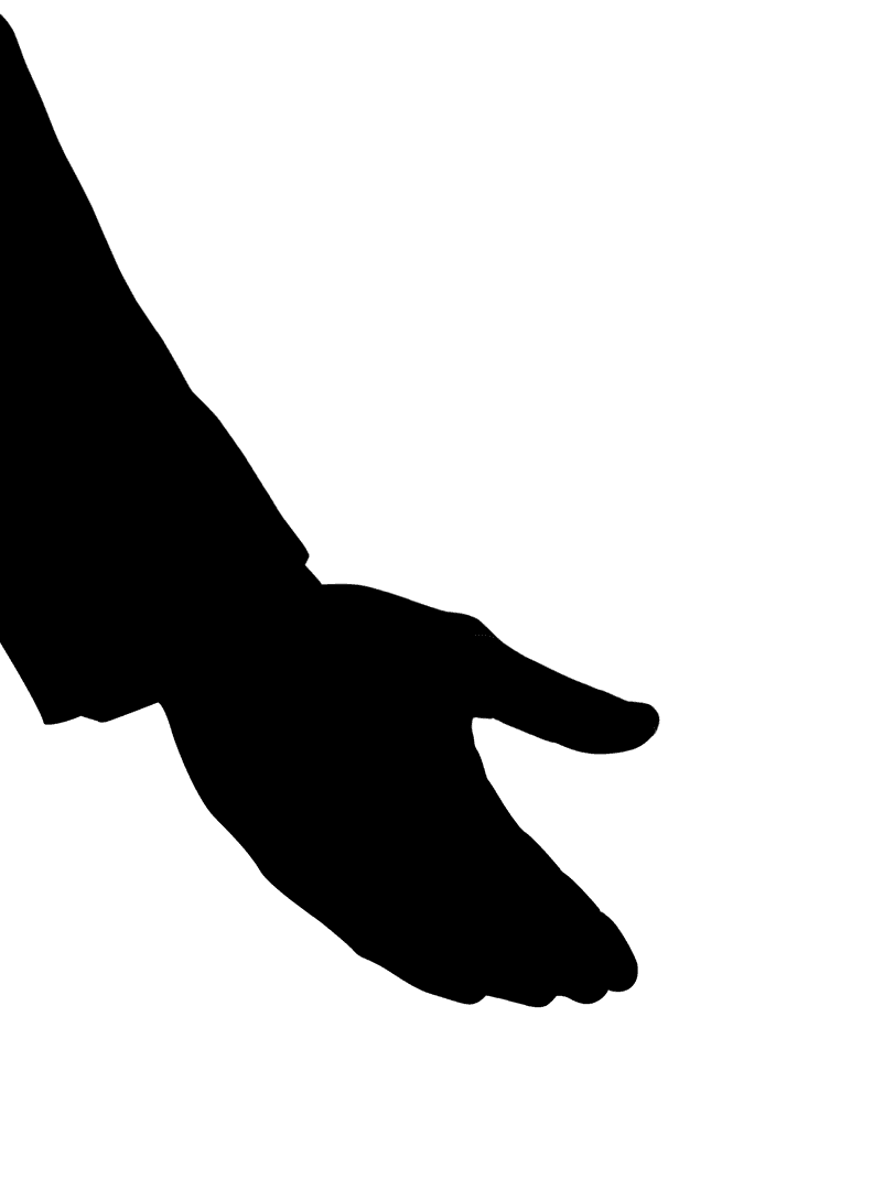 Transparent Silhouette of Open Hand on Transparent Background