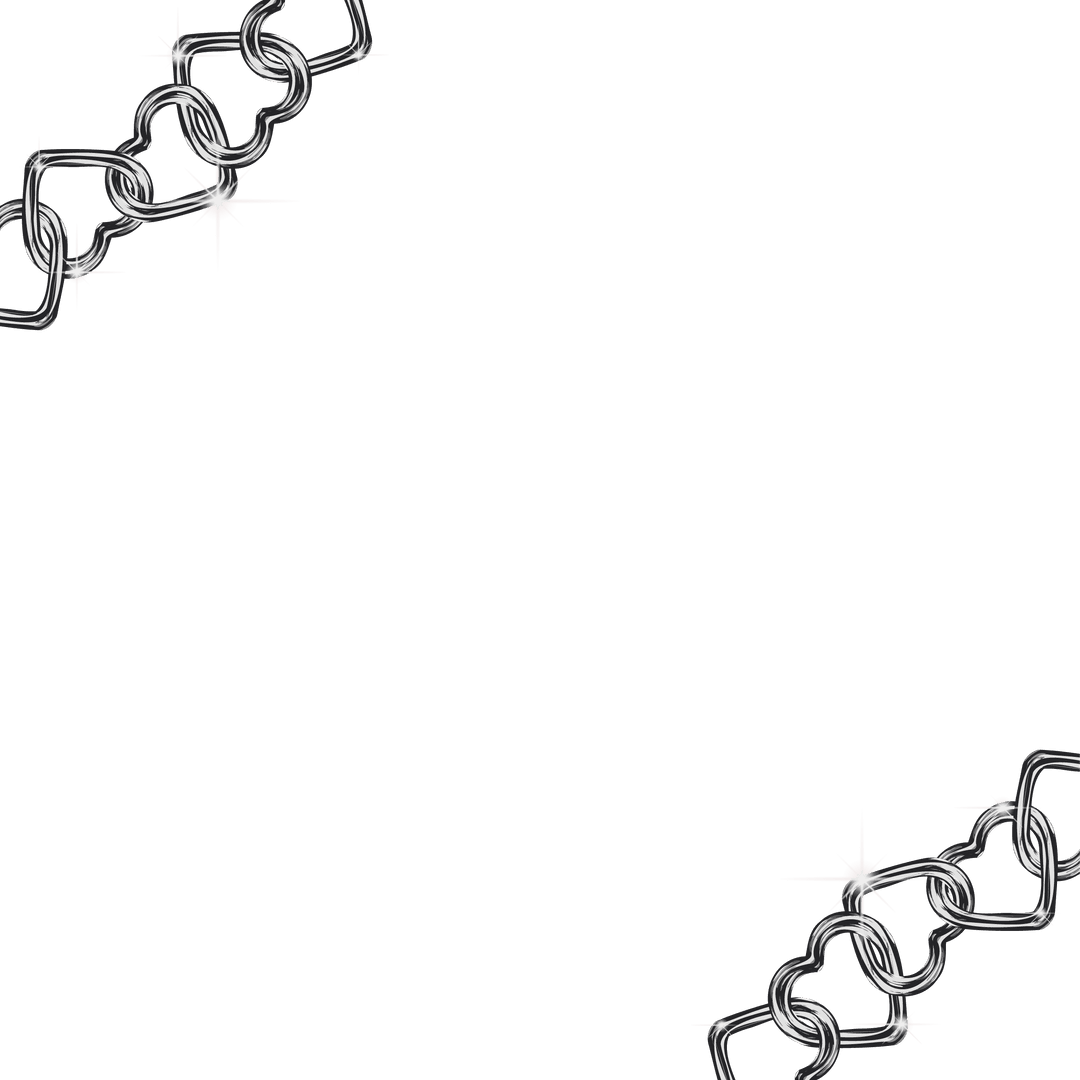 Silver Chain Borders with Sparkles on Transparent Background