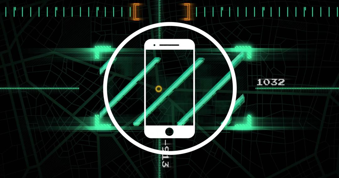 Smartphone Icon Amidst Digital Data Flow