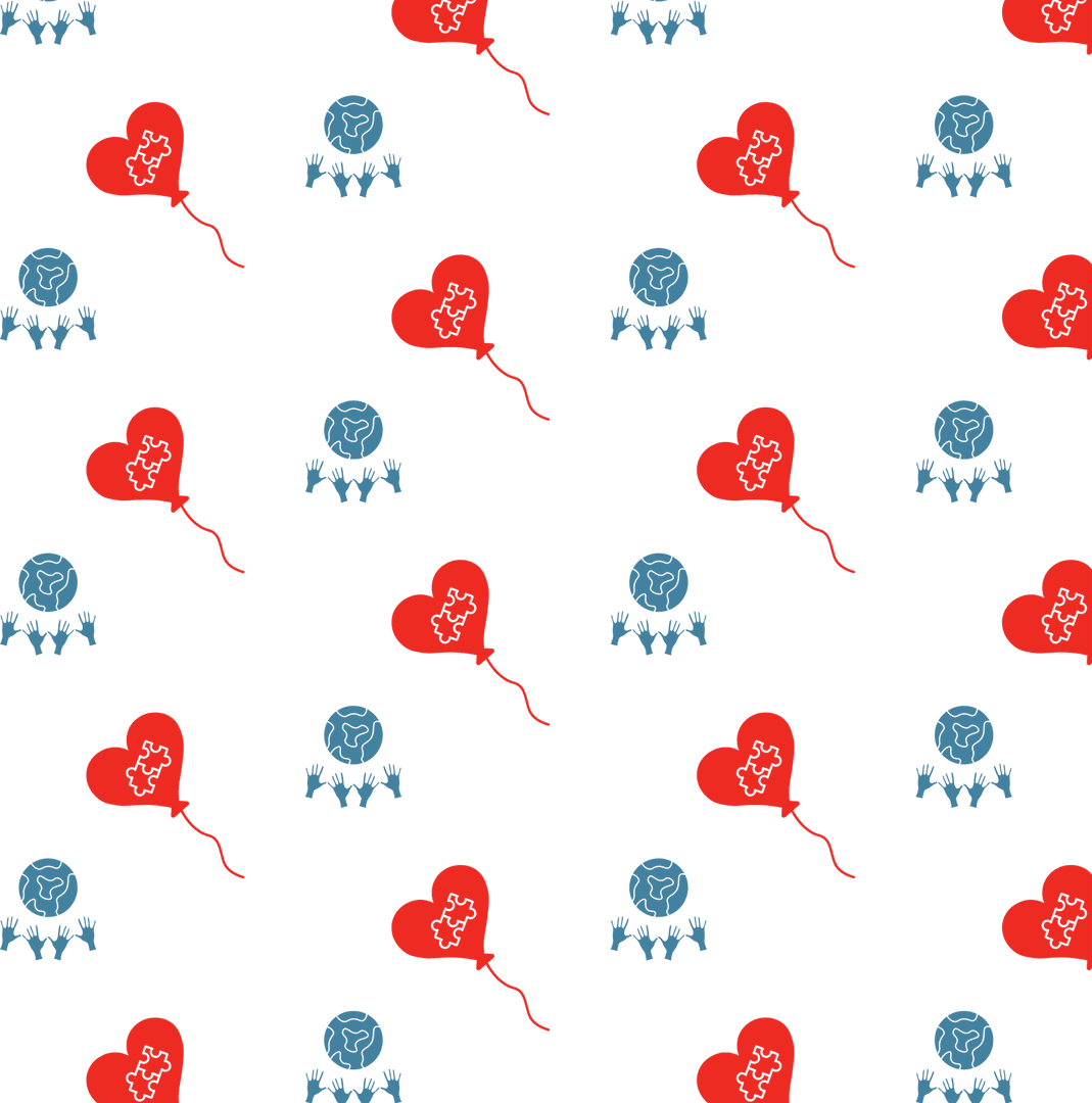 Ecology and Love Concept Pattern on Transparent Background