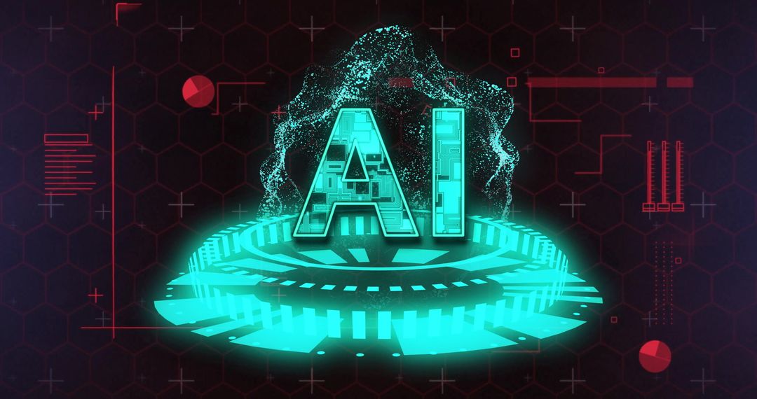 Futuristic AI Visualization in Hexagonal Grid Interface