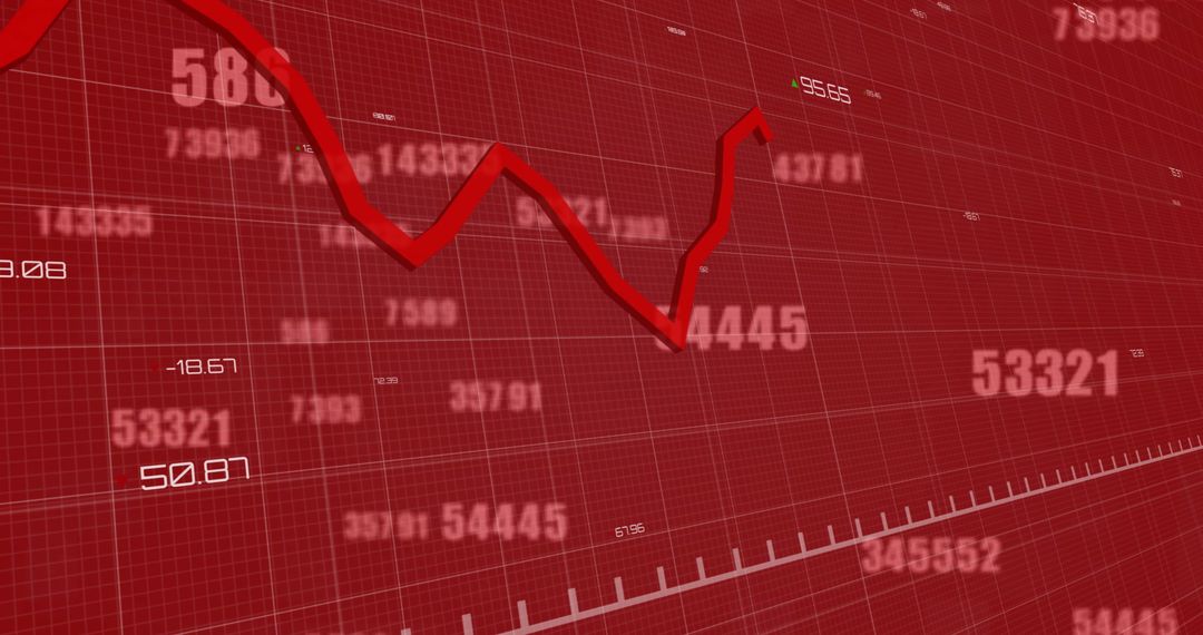 Digital Stock Market Data on Red Background