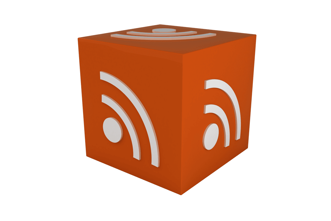 Transparent Brick Icon with WiFi Symbol on Isolated Background