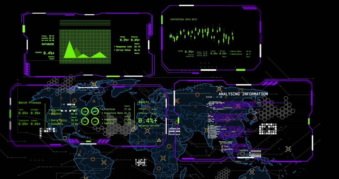 Futuristic Global Data Processing Interface Display