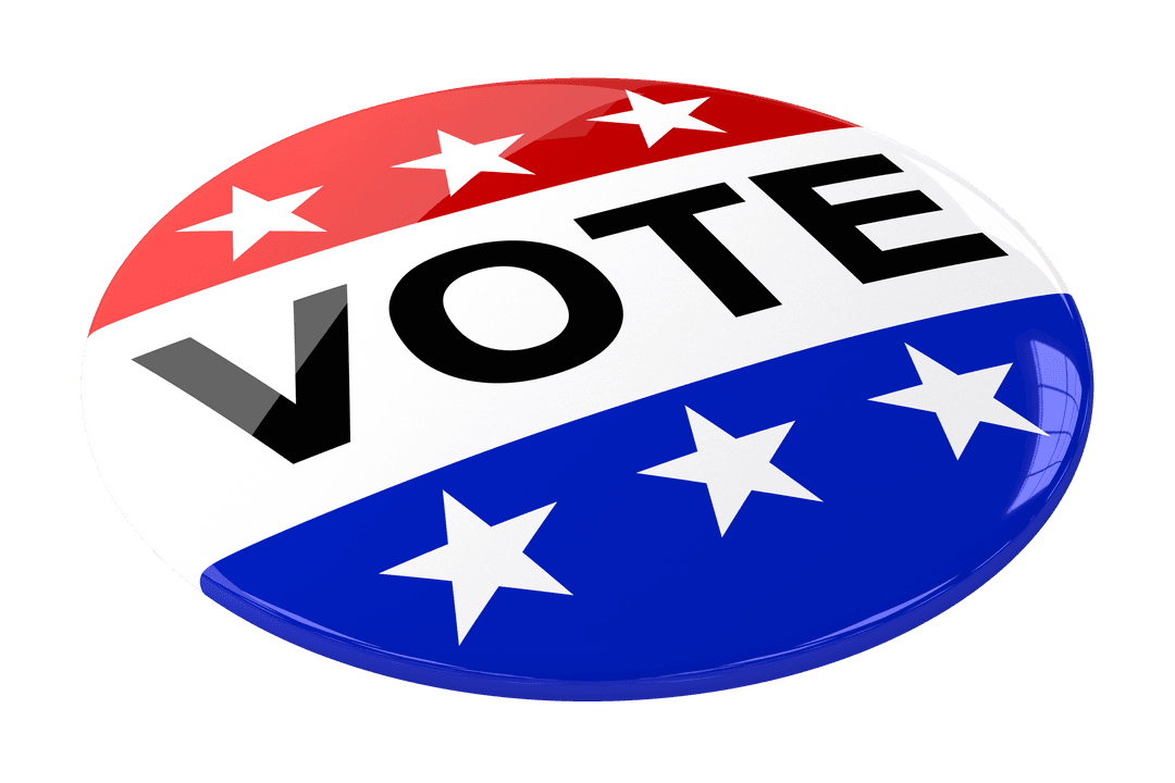 Patriotic Voting Badge with Text on Transparent Background