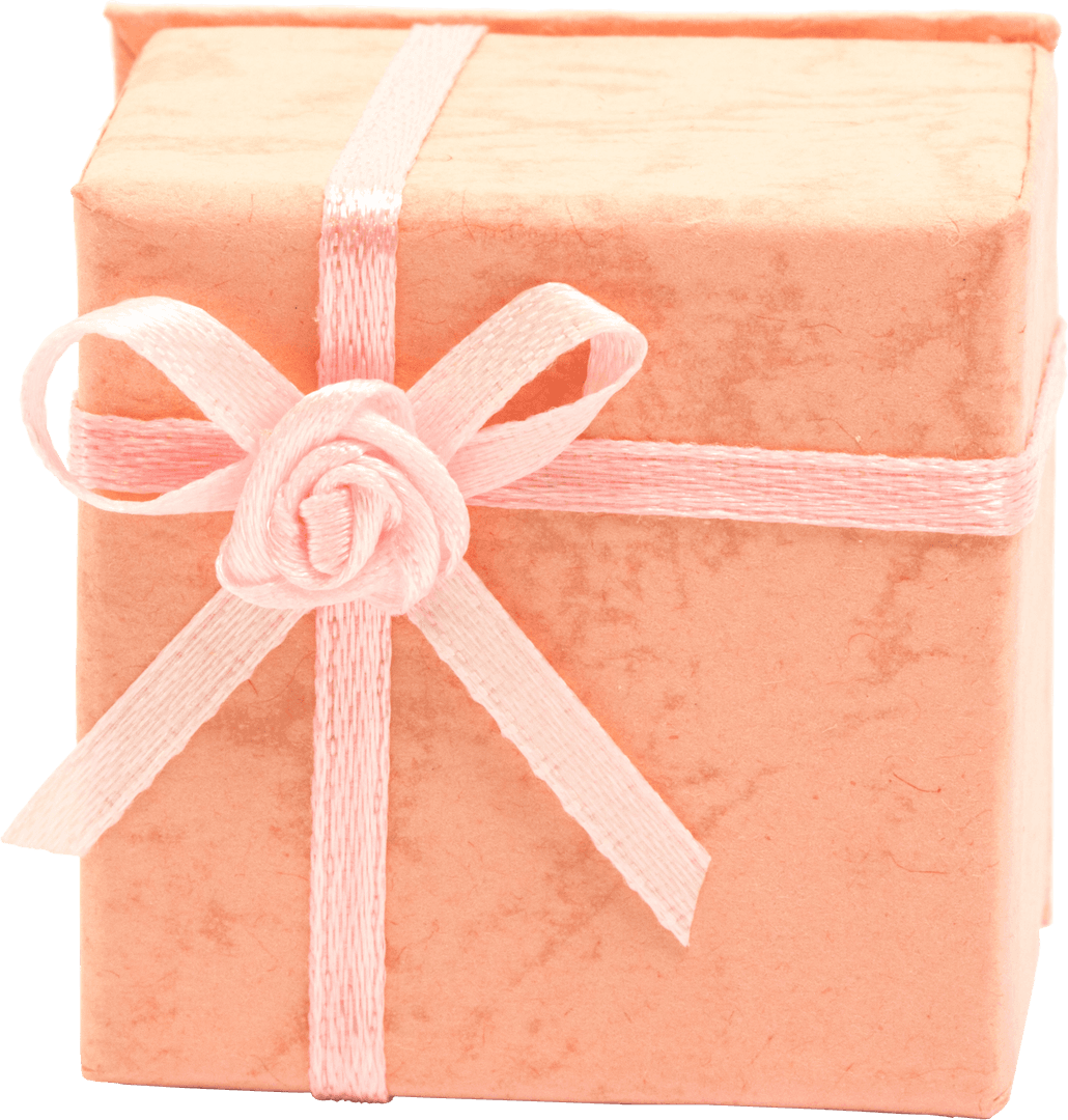 Orange Gift Box with Ribbon on Transparent Background