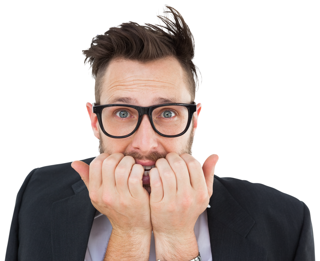 Nervous Businessman with Transparent Background Gesturing Anxiously - Download Free Stock Images Pikwizard.com