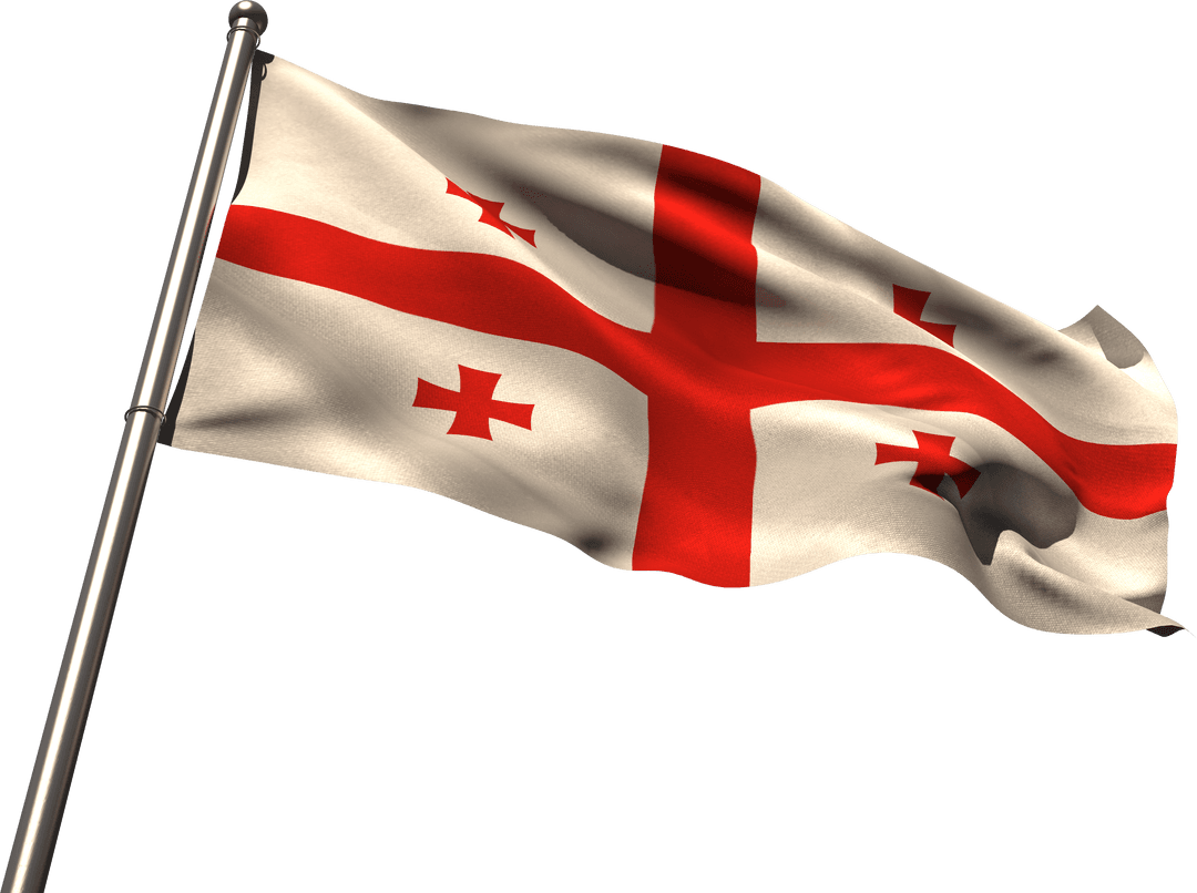 Waving Georgia Flag with Transparent Background
