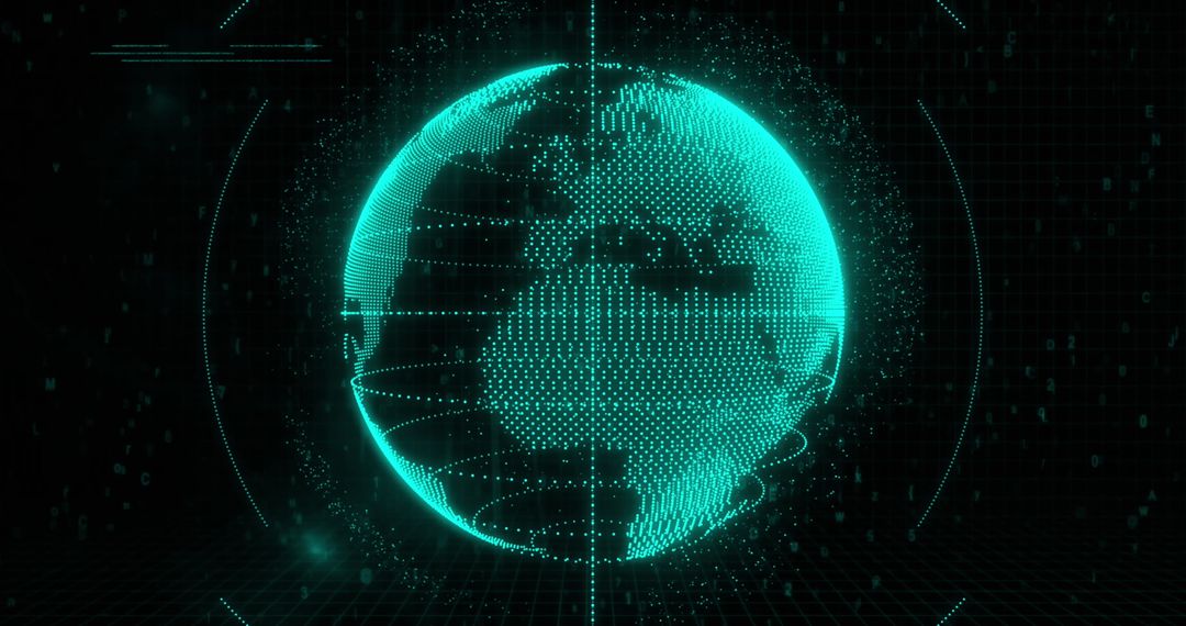 Futuristic Digital Globe Concept with Data Streams