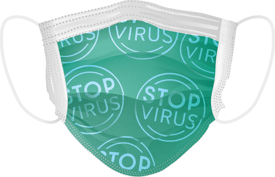 Transparent Face Mask With Stop Virus Text for Pandemic Illustrations