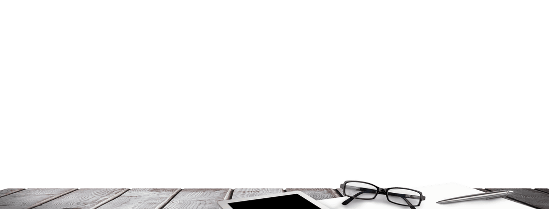 Office Workspace with Tablet and Glasses on Transparent Background