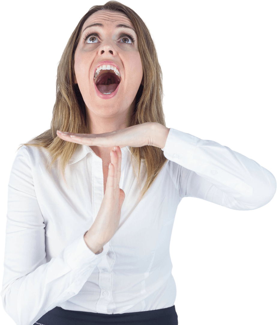 Stressed Businesswoman Asking for Timeout Transparent Background