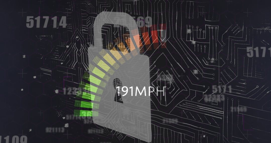 Digital Speed Assessment Padlock over Circuit Background