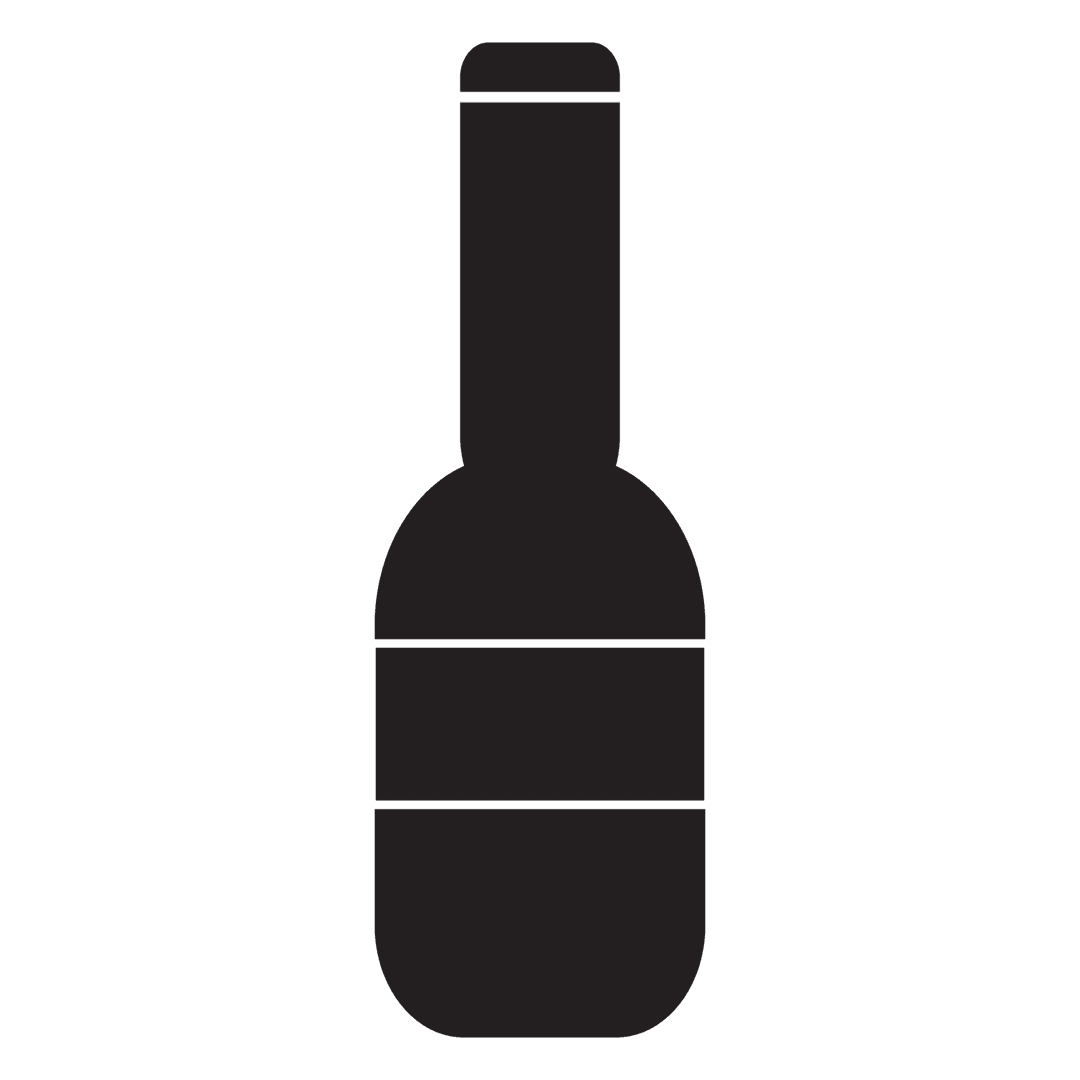Black Bottle Silhouette on Transparent Background Isolated