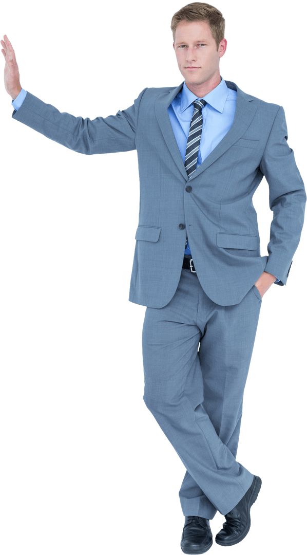 Confident Caucasian Businessman Standing Transparency