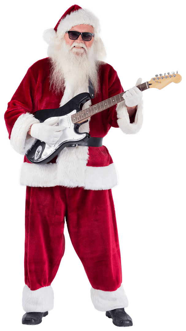 Trendy Santa Claus Playing Electric Guitar Transparency