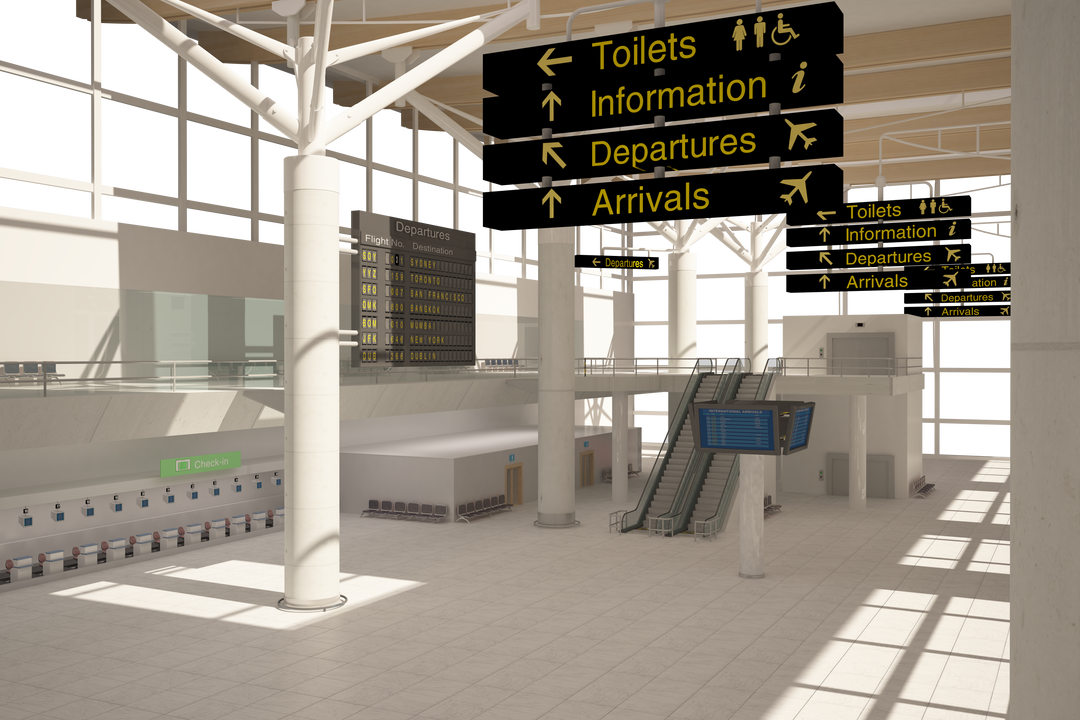 Digital Transparent Illustration of Modern Airport Interior for Travel and Tourism - Download Free Stock Images Pikwizard.com