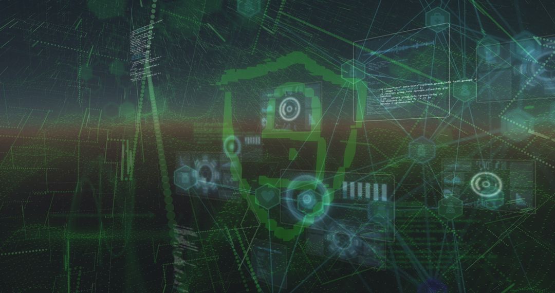 Futuristic Digital Security Padlock with Global Connections