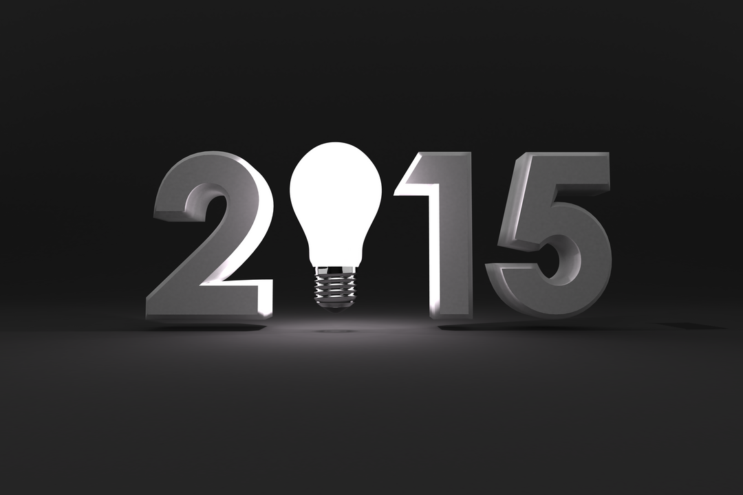 Transparent 2015 Text with Glowing Light Bulb on Dark Background - Download Free Stock Images Pikwizard.com