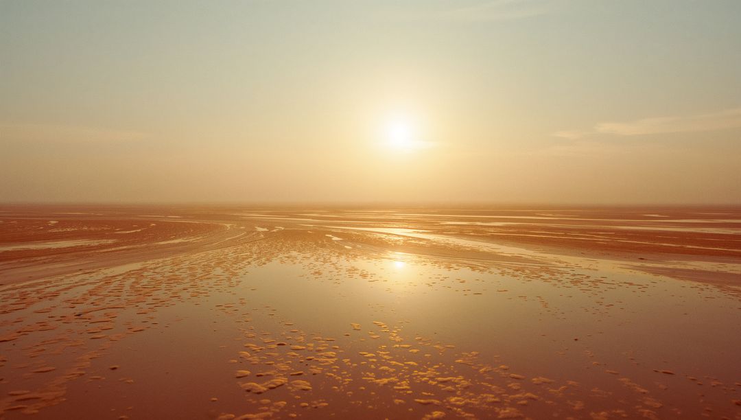 Golden Sunrise Over Luminous Tide Flats Reflecting Serene Tranquility