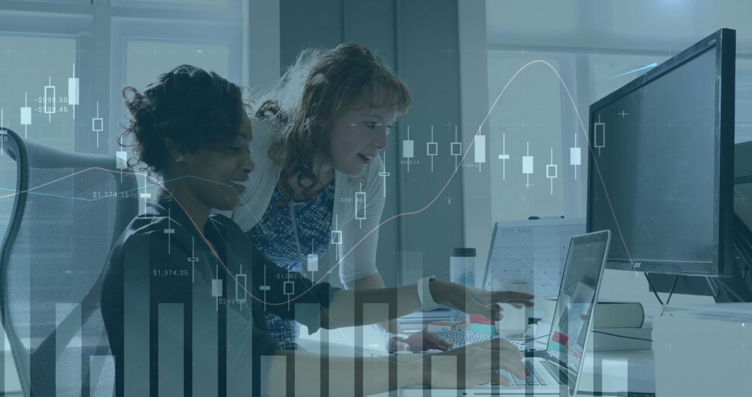 Collaborative Team Analyzing Trading Data in Modern Office