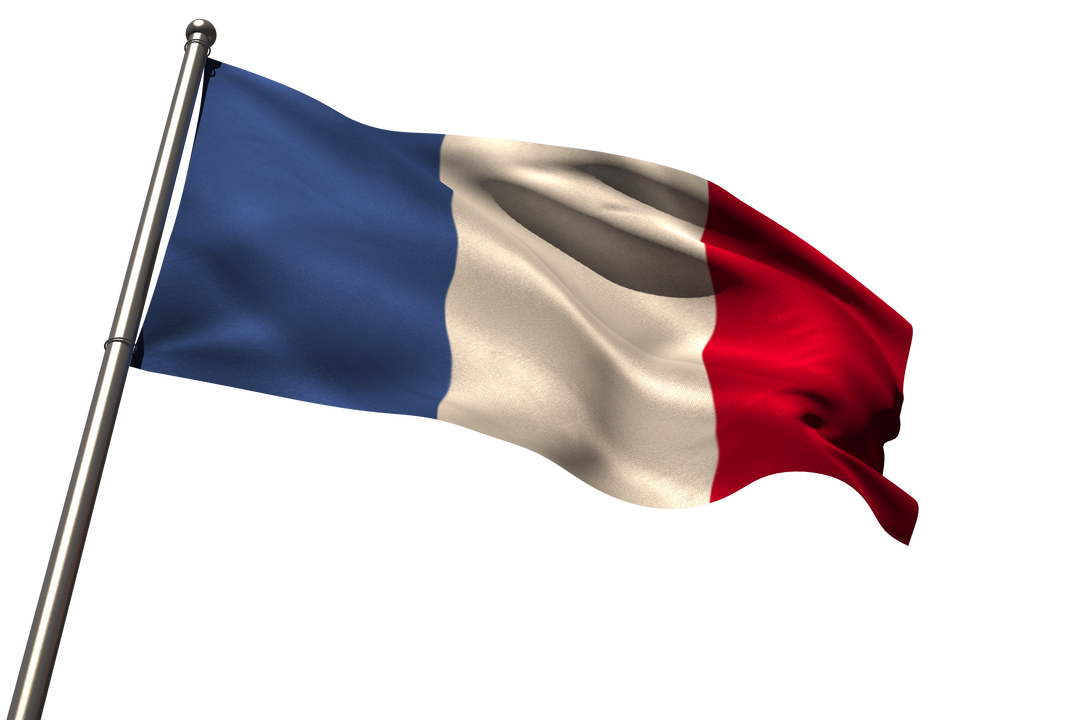 Highly Detailed Transparent French National Flag Waving on Pole - Download Free Stock Images Pikwizard.com