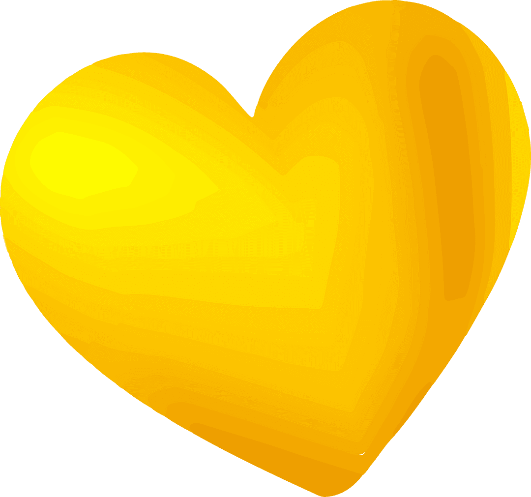 Golden Yellow Heart Symbol with Transparent Background